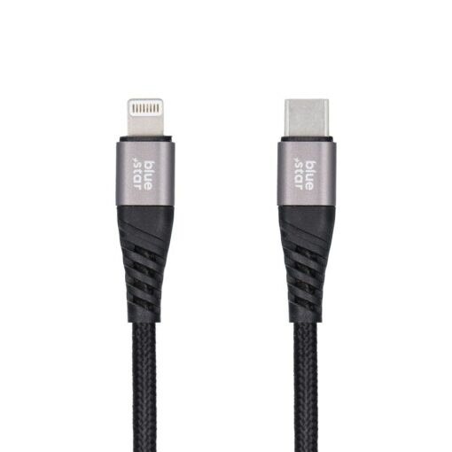 Blue Star geflochtenes Kabel mit USB C zu Lightning 2.4A Anschluss – Bild 4