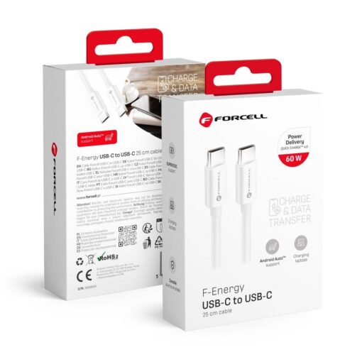 FORCELL Kabel Typ C auf Typ C QC4.0 3A/20V PD60W C338 25cm weiß