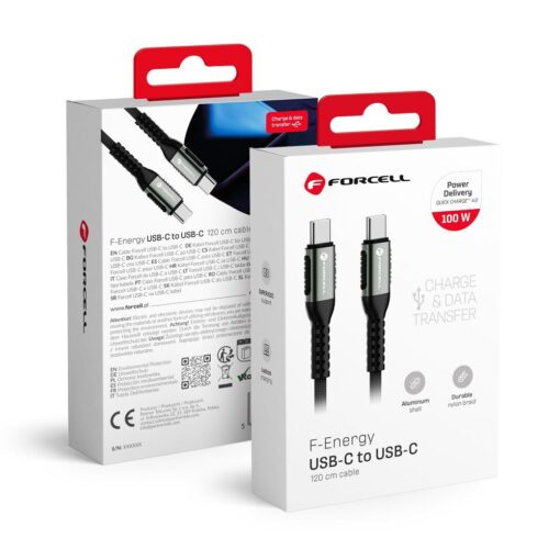FORCELL F-ENERGY C260 Kabel Typ C auf Typ C QC4.0 PD 5A 100W Cafule 1,2 m schwarz