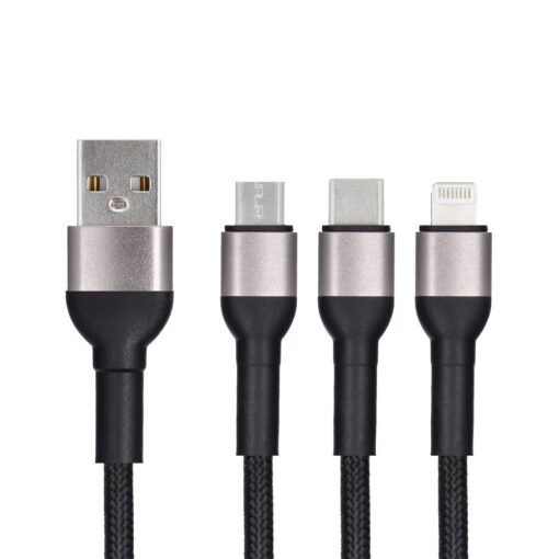 Blue Star geflochtenes 3-in-1-Kabel mit Micro-USB-, USB-C- und Lightning 3A-Anschlüssen – Bild 4