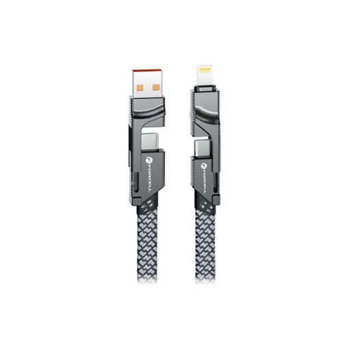 FORCELL F-ENERGY C241 4in1 cable Type C / USB A to Type C / Lightning QC PD 3A 60W 1 m chrome – Bild 3