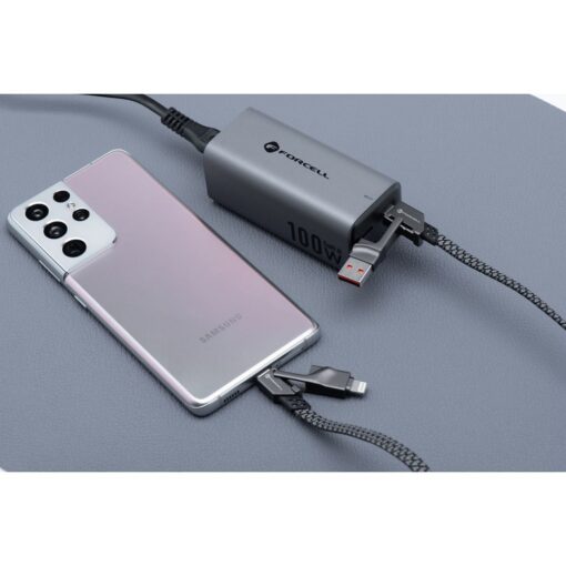 FORCELL F-ENERGY C241 4in1 cable Type C / USB A to Type C / Lightning QC PD 3A 60W 1 m chrome – Bild 7