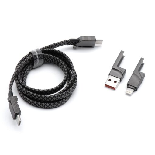 FORCELL F-ENERGY C241 4in1 cable Type C / USB A to Type C / Lightning QC PD 3A 60W 1 m chrome – Bild 9