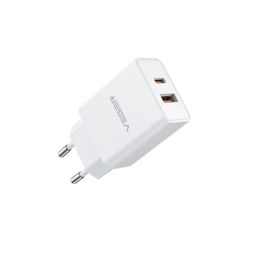 VEGER USB A QC3.0 + Typ C PD 30W Netz-Ladegerät VLS302U weiß