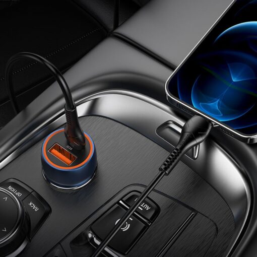 HOCO Autoladegerät USB A + Typ C + Kabel Typ C zu Lightning PD QC3.0 3A 20W Z46A blau – Bild 5