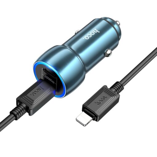 HOCO Autoladegerät 2 x Typ C + Typ C zu Lightning Kabel PD QC3.0 3A 40W Z48 blau – Bild 3