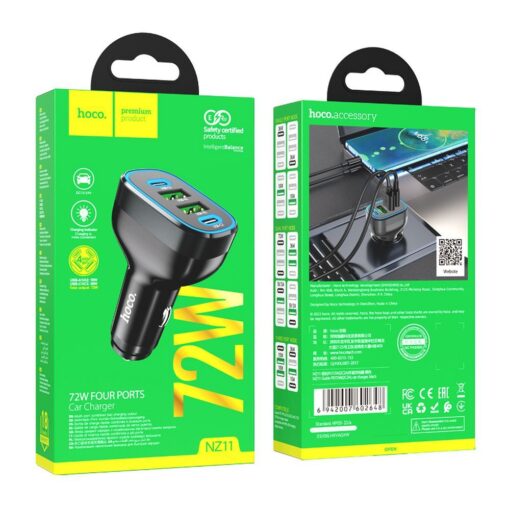 HOCO Autoladegerät 2 x USB A + 2 x Typ C PD QC 72W NZ11 schwarz – Bild 10