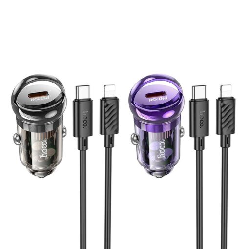 HOCO Typ C Autoladegerät + Typ C zu Lightning Kabel PD QC3.0 30W Z53 schwarz – Bild 3