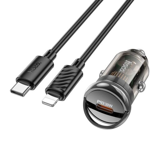 HOCO Typ C Autoladegerät + Typ C zu Lightning Kabel PD QC3.0 30W Z53 schwarz – Bild 4