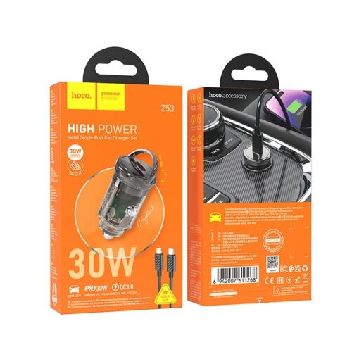 HOCO Typ C Autoladegerät + Typ C zu Lightning Kabel PD QC3.0 30W Z53 schwarz – Bild 7