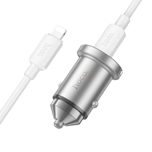 HOCO Autoladegerät USB A + Typ C + Kabel Typ C zu Lightning PD QC3.0 4A 45W NZ10 silber – Bild 5