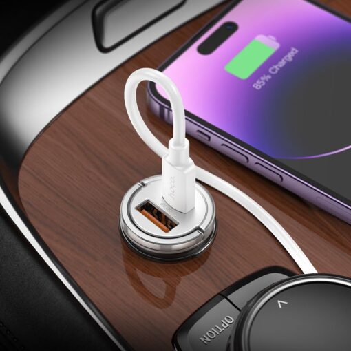 HOCO Autoladegerät USB A + Typ C + Kabel Typ C zu Lightning PD QC3.0 4A 45W NZ10 silber – Bild 8