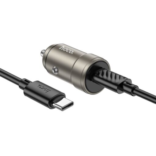 HOCO car charger Type C + cable Type C to Type C PD QC 30W Z57 metal gray – Bild 3