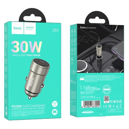 HOCO car charger Type C PD QC 30W Z57 metal gray – Bild 5