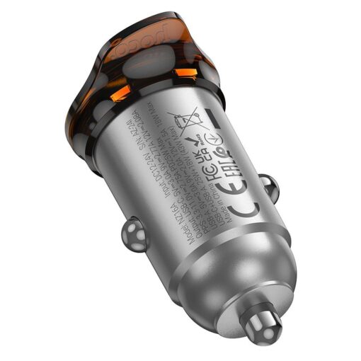HOCO car charger USB A + Type C + cable Type C to Type C PD QC3.0 43W NZ16A metal gray – Bild 3