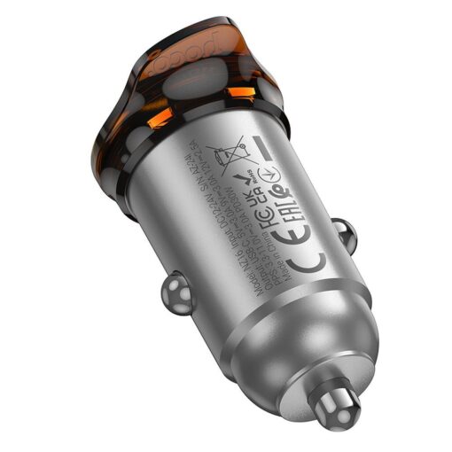 HOCO car charger 2 x Type C + cable Type C to Lightning PD QC 45W NZ16B metal gray – Bild 3