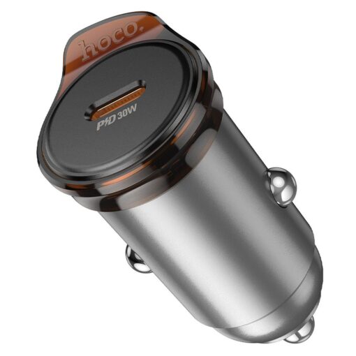 HOCO car charger 2 x Type C + cable Type C to Lightning PD QC 45W NZ16B metal gray – Bild 4