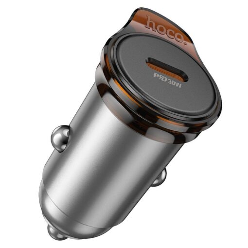 HOCO car charger 2 x Type C + cable Type C to Lightning PD QC 45W NZ16B metal gray – Bild 6