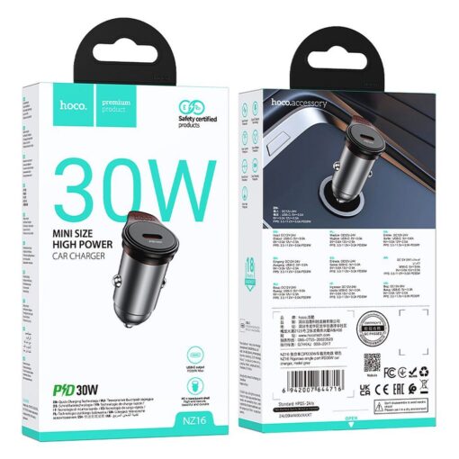 HOCO car charger 2 x Type C + cable Type C to Lightning PD QC 45W NZ16B metal gray – Bild 10