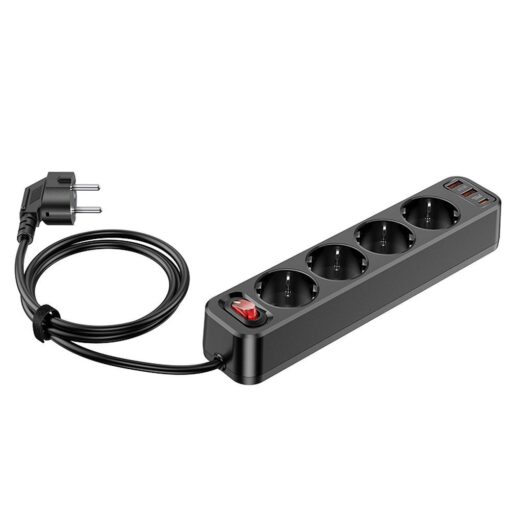 HOCO Steckdosenleiste 4 Steckdosen + 2 x USB A + Typ C PD QC3.0 3A 20W NS1 1,8 m schwarz