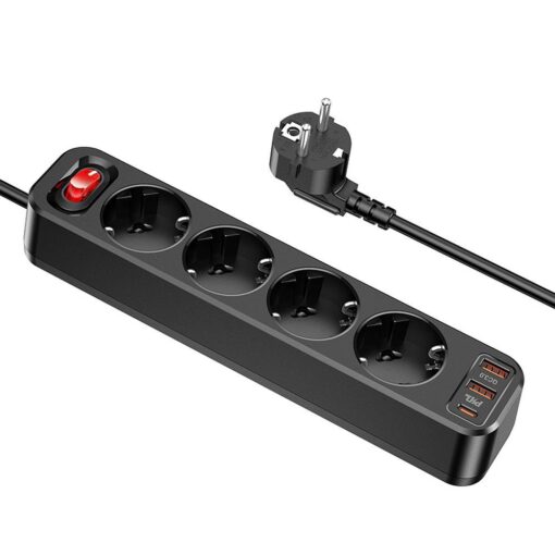 HOCO Steckdosenleiste 4 Steckdosen + 2 x USB A + Typ C PD QC3.0 3A 20W NS1 1,8 m schwarz – Bild 4