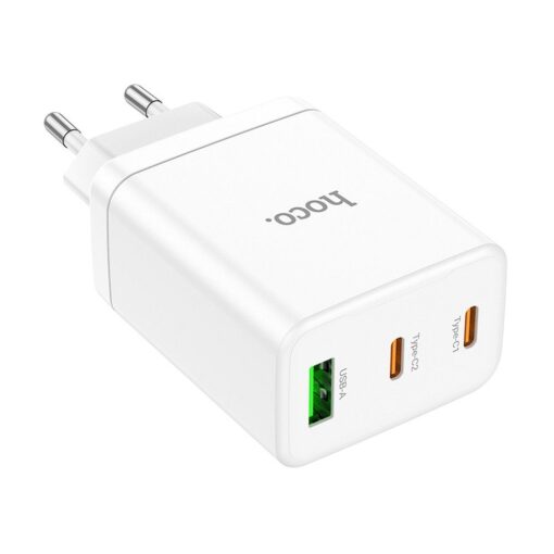 HOCO Netz-Ladegerät 2 x Typ C + USB A PD QC3.0 3A 35W N33 weiß – Bild 3