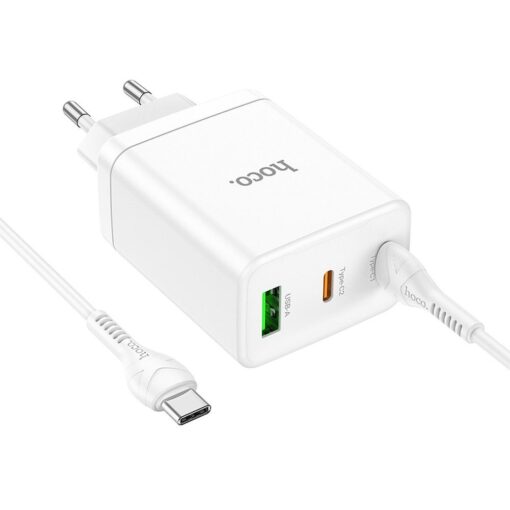 HOCO Netz-Ladegerät 2 x Typ C + USB A + Typ C auf Typ C Kabel PD QC3.0 3A 35W N33 weiß – Bild 3