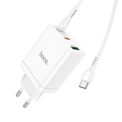 HOCO Netz-Ladegerät 2 x Typ C + USB A + Typ C auf Typ C Kabel PD QC3.0 3A 35W N33 weiß – Bild 5