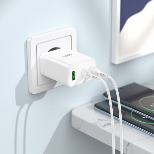 HOCO Netz-Ladegerät 2 x Typ C + USB A + Typ C auf Typ C Kabel PD QC3.0 3A 35W N33 weiß – Bild 8