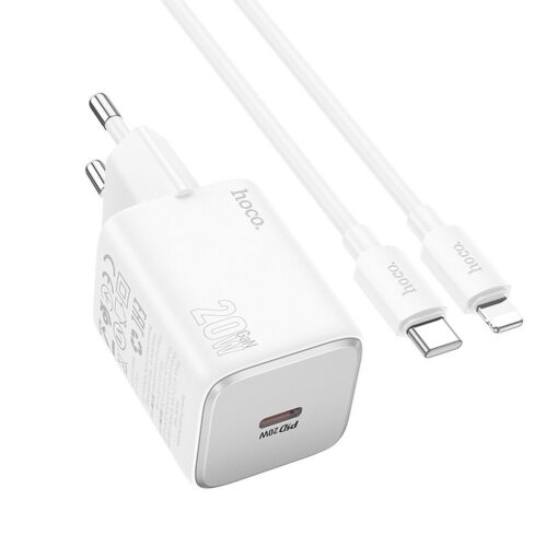 HOCO Netz-Ladegerät Typ C + Kabel Typ C auf Lightning QC PD 20W N40 weiß