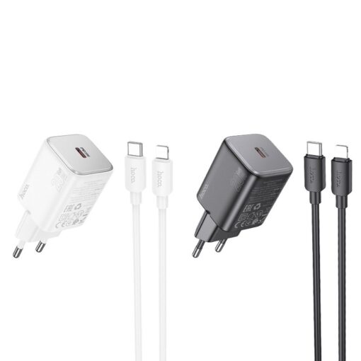 HOCO Netz-Ladegerät Typ C + Kabel Typ C auf Lightning QC PD 20W N40 weiß – Bild 4