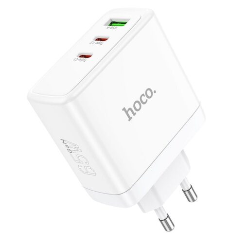 HOCO Netz-Ladegerät 2 x Typ C + USB A QC PD 65W GaN N30 weiß