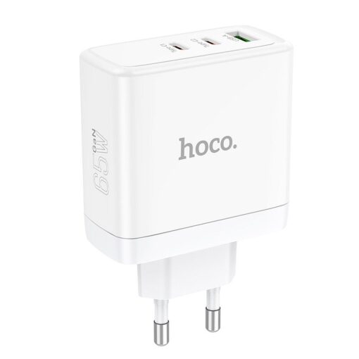HOCO Netz-Ladegerät 2 x Typ C + USB A QC PD 65W GaN N30 weiß – Bild 5