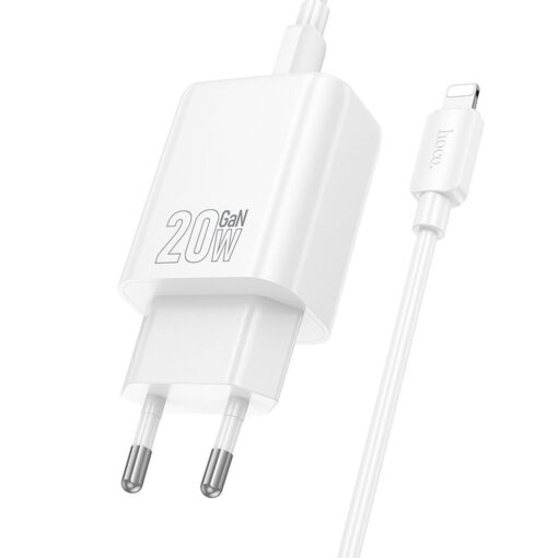 HOCO wall charger USB A + Type C + cable Type C to Lightning PD QC3.0 3A 20W N61 white – Bild 4