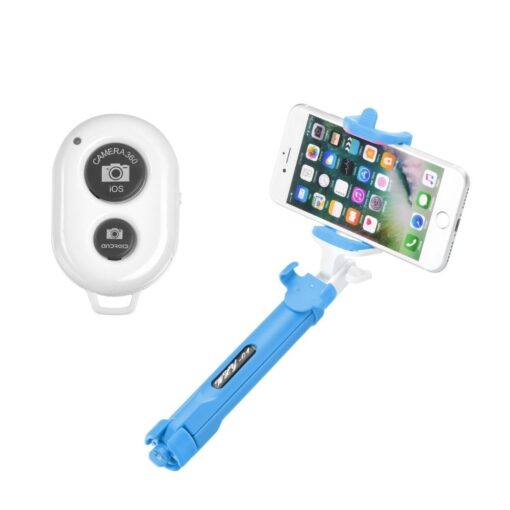 Universal Halterung für Handy und Kamera (selfie set) - mit bluetooth Stativ blau