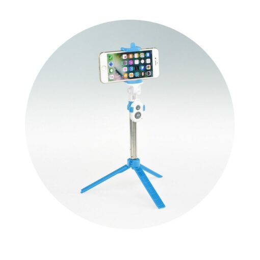 Universal Halterung für Handy und Kamera (selfie set) - mit bluetooth Stativ blau – Bild 3
