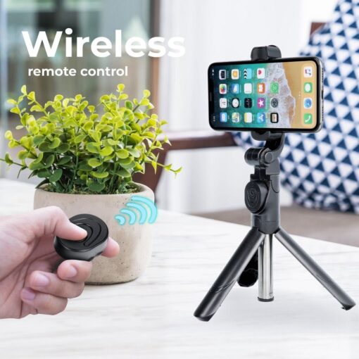 Universal Halterung TRIPOD für Handy und Kamera (selfie set) Bluetooth Schalter SSTR-12 schwarz – Bild 4
