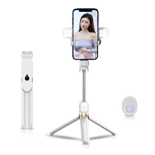 Kit / Selfie-Halter mit Bluetooth-Fernbedienung Stativ LED SSTR-20 weiß