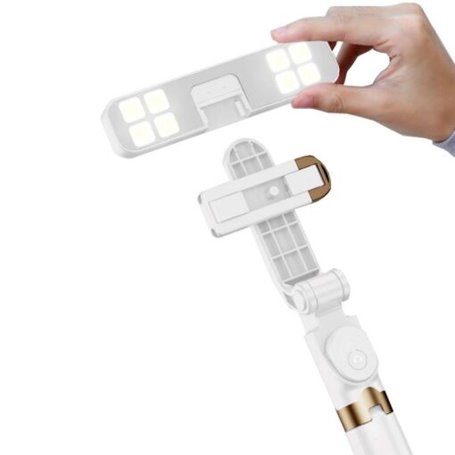 Kit / Selfie-Halter mit Bluetooth-Fernbedienung Stativ LED SSTR-20 weiß – Bild 3