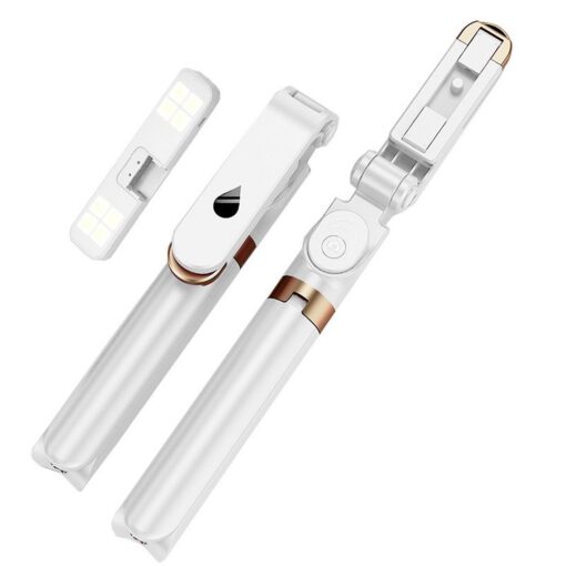 Kit / Selfie-Halter mit Bluetooth-Fernbedienung Stativ LED SSTR-20 weiß – Bild 5