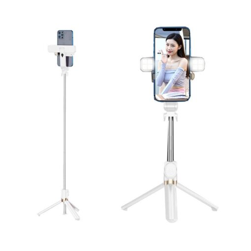 Kit / Selfie-Halter mit Bluetooth-Fernbedienung Stativ LED SSTR-20 weiß – Bild 6