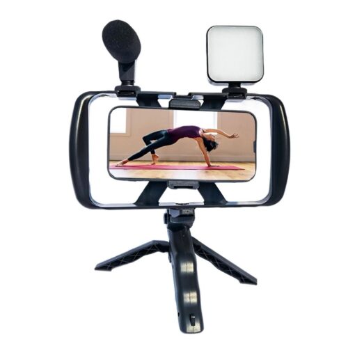 Kit / Selfie-Halter mit Bluetooth-Fernbedienung Stativ für Live-Übertragung mit LED-Licht, Mikrofon, Fernbedienung TL-49T – Bild 3