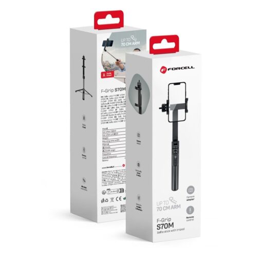 FORCELL F-GRIP S70M Selfie-Stick-Stativ mit Bluetooth-Fernbedienung