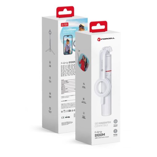 FORCELL F-GRIP MagSelfie S100M Selfie-Halter mit drahtloser Fernbedienung weiß
