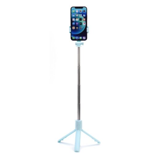 Kit / Selfie-Halter mit Bluetooth-Fernbedienung Stativ + LED blau R1 – Bild 3