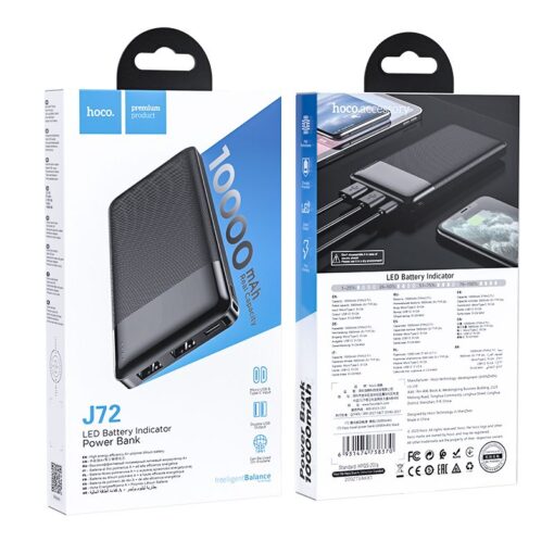 Externer Akku (Powerbank) HOCO 10.000mAh 2A 2xUSB + Type C J72 schwarz – Bild 6