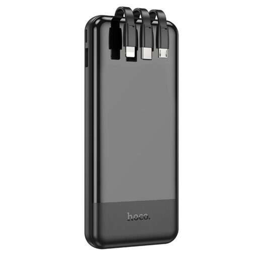 HOCO Powerbank 10 000 mAh mit integriertem Typ C / Micro USB / Lightning 2A Kabel J114 schwarz – Bild 3