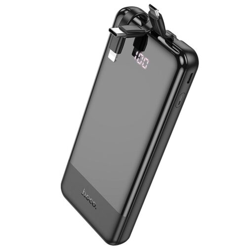 HOCO Powerbank 10 000 mAh mit integriertem Typ C / Micro USB / Lightning 2A Kabel J114 schwarz – Bild 5