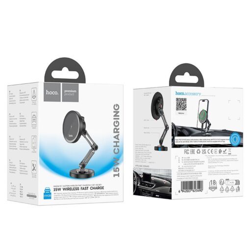 EOL HOCO Induktions-Autohalter für das Armaturenbrett kompatibel mit MagSafe 15W HW26 schwarz – Bild 3