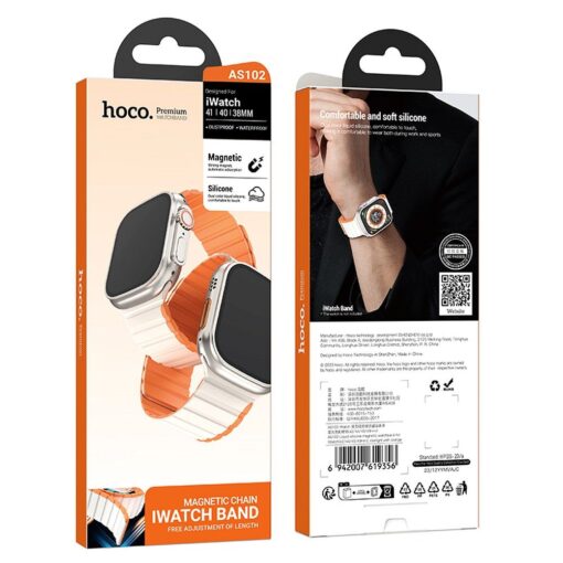 HOCO Armband für Apple Watch 42 / 44 / 45 / 49 mm AS102 stellar mit orange – Bild 6